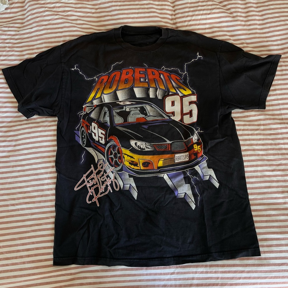 Brandy Melville John Galt Robert’s Nascar Graphic Tee in Washed Black